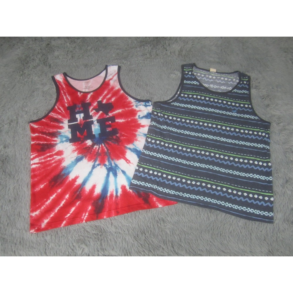 Texas Hollister Tank Top Shirts Mens Large Red White Blue Patriotic Lot 2